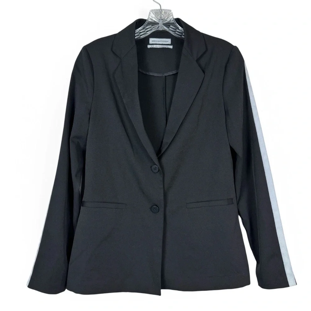 Urban Outfitters Blazer Womens Size XS Black with‎ Stripe On Sleeves